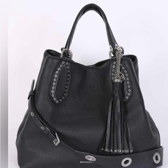 Michael Kors Black Leather Shoulder Bag with Tassel - Picture 1 of 2